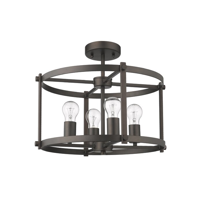 Dunnstown Industrial Ceiling 4 Light Semi Flush Mount