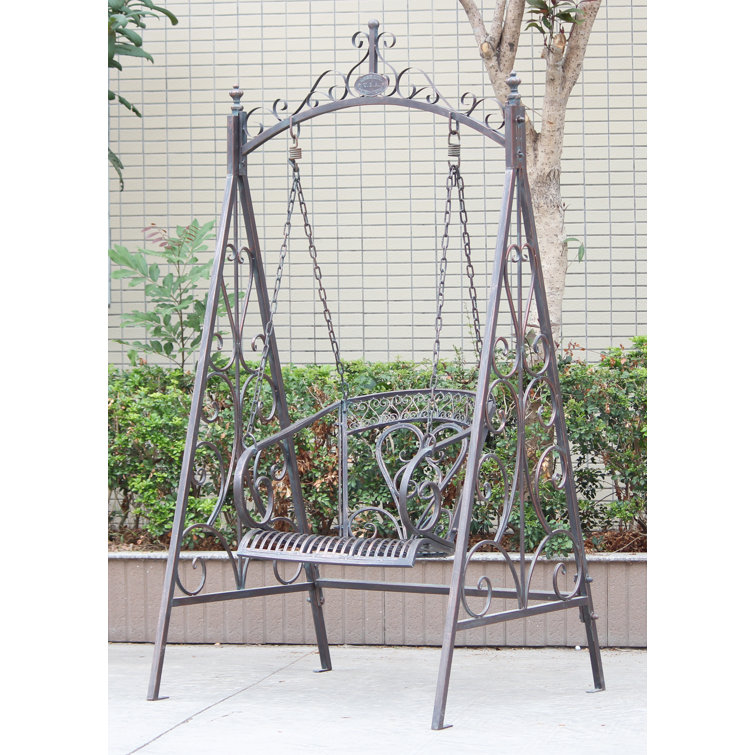 Bloomsbury Market Iron Swing Chair Bordeaux In Antique White Wayfair