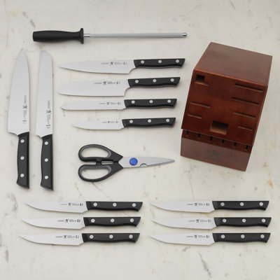 HENCKELS Dynamic Razor-Sharp 15-Piece Knife Set, German Engineered Informed by 100+ Years of Mastery, Chefs Knife, Dark Brown