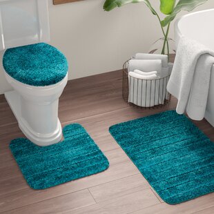 Details about   3pc solid plain  assorted colors bathroom rugs contour mat toilet lid cover set 