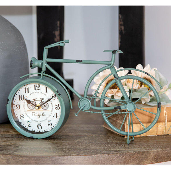 Vintage Style Handcrafted Metal Bicycle Analog Silent Quartz Desk Clock Gift 