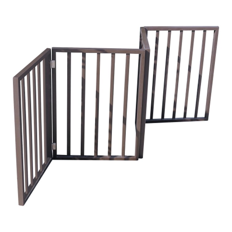 153cm Extra Wide 90cm Height PUAO Dog Gate Wooden Safety Pet Gate Folding 4 Panels 360 Degree Rotation Fix Opening 20cm