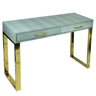 Everly Quinn Eversole 43.31" Console Table  Table Base Color: Gold, Table Top Color: Blue
