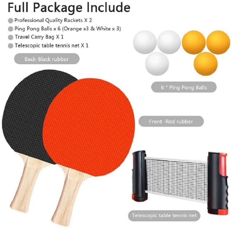 Table tennis block set portable retractable net 1 block 2 racket 3 table tennis 