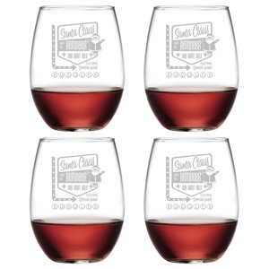 Swingin' Santa Glass 21 oz. All Purpose Stemless Wine Glass (Set of 4)
