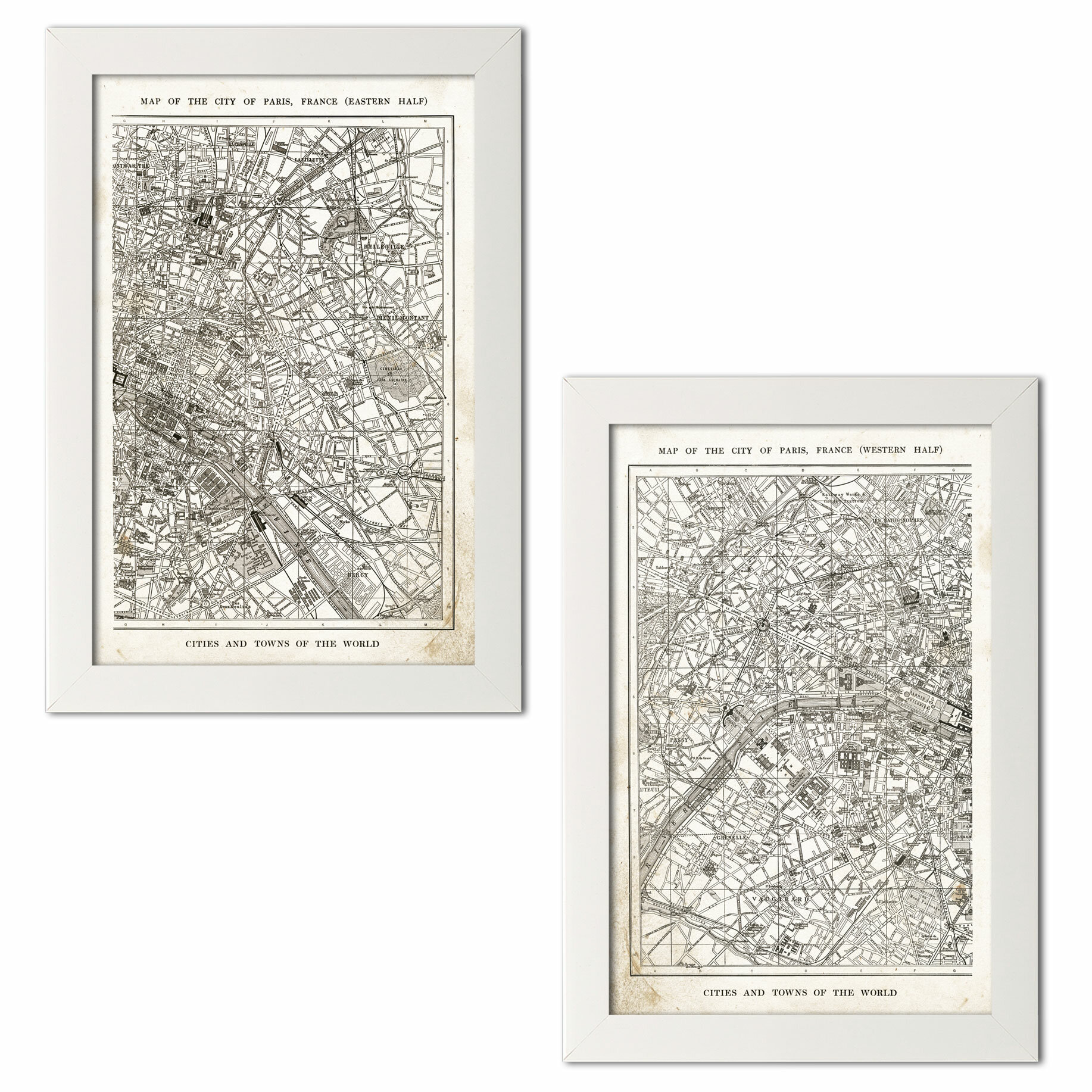 Williston Forge Old Fashioned Paris France City And Street Map 2 Piece Graphic Art Print Set Reviews Wayfair