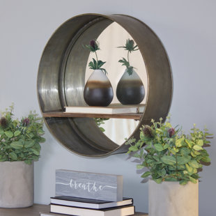Mirrors With Shelves Drawers You Ll Love Wayfair Addilyn Metal Accent Mirror With Shelf