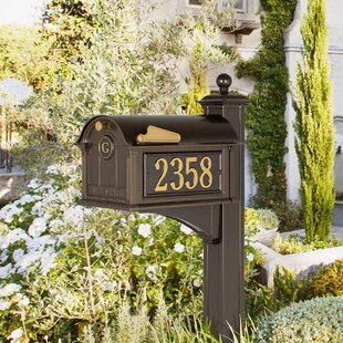 21L Vintage French Style Black Aged Letter Sign Metal Post Mailbox with Hooks