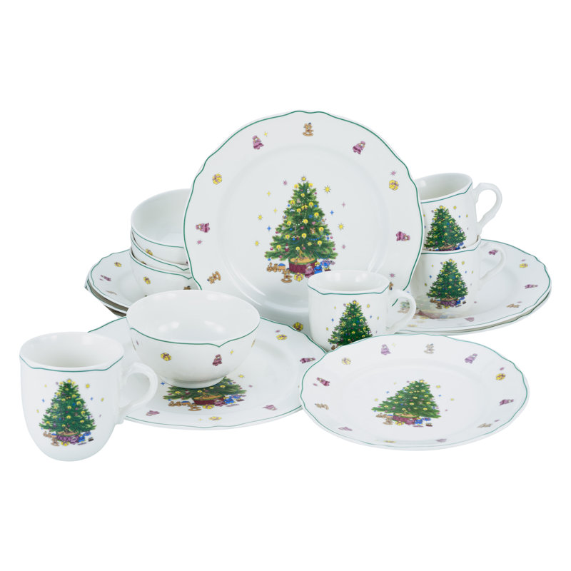 Creatable Christmas Tree Series 16 Piece Dinnerware Set Service For 4 Wayfair Co Uk