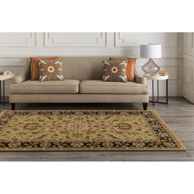 Charlton Home Stanford Handmade Tufted Wool Tan Black Rug