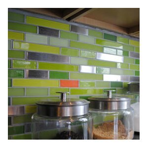 Signature Line Steel Glass Subway Tile in Green