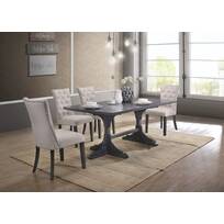 Brown and Gray Benjara 4 Piece Dining Set with Slatted Back Chairs