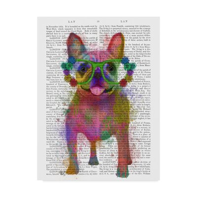 Rainbow Splash Text French Bulldog, Full' Graphic Art Print on Wrapped Canvas Ebern Designs Size: 19