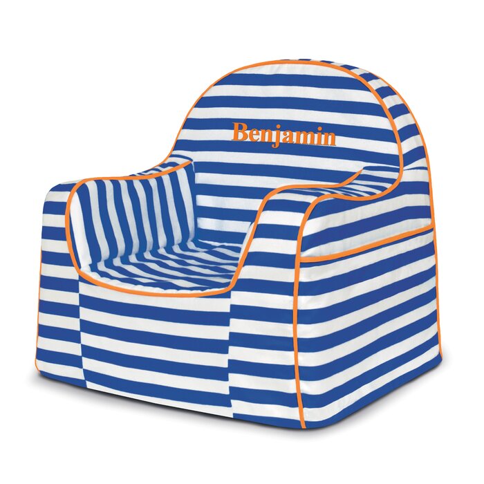 Little Reader Stripes Personalized Kids Foam Chair With Storage Compartment