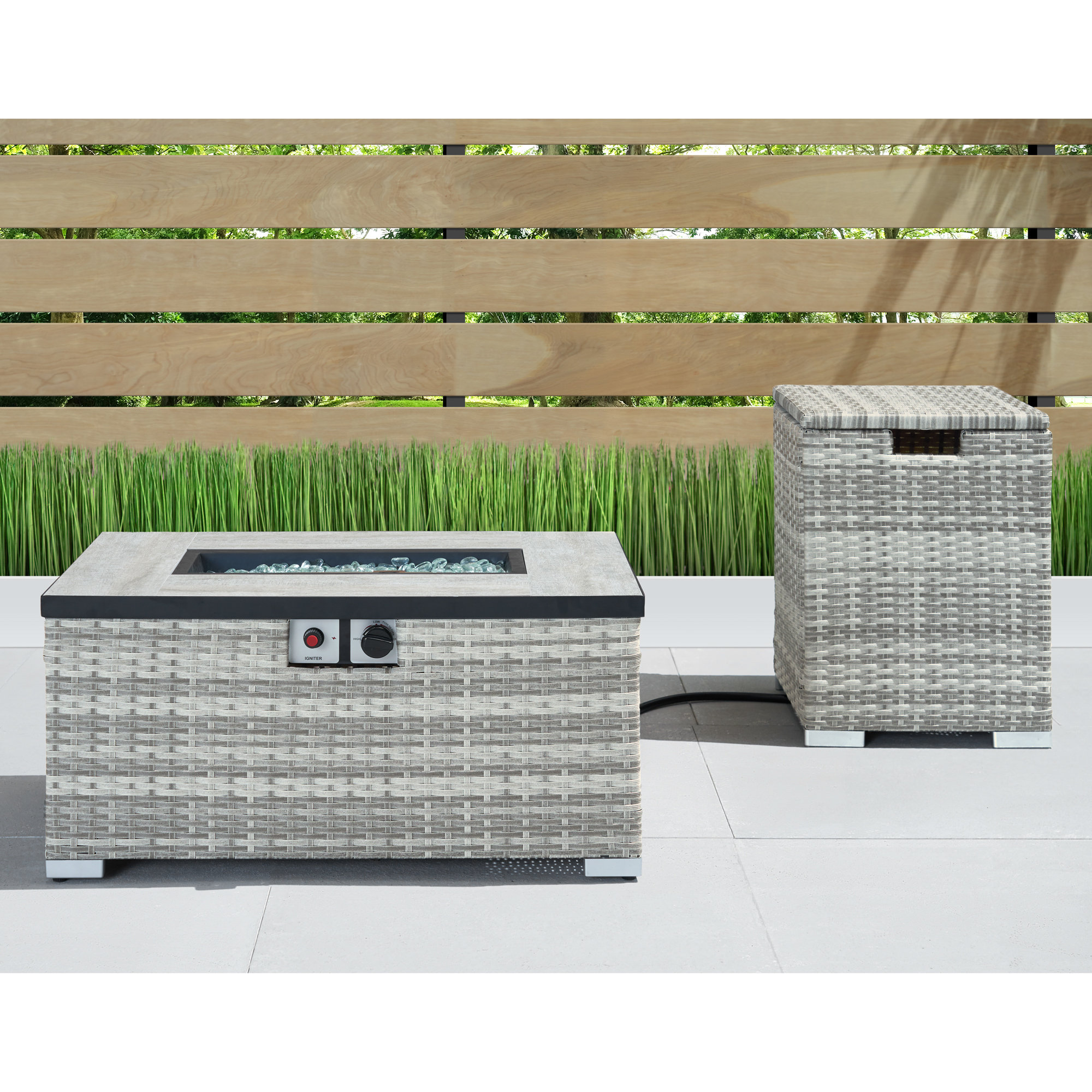 Rosecliff Heights Tia Galvanized Powder Coated Steel Propane Fire