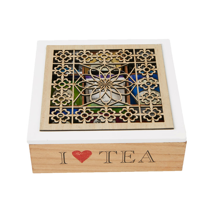 Storage Holder Tea Box With Wood Fl Pattern