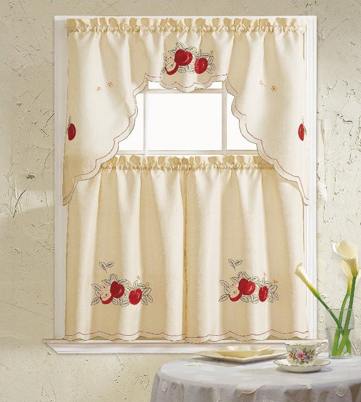 Apples 3 Piece Kitchen Curtain Set