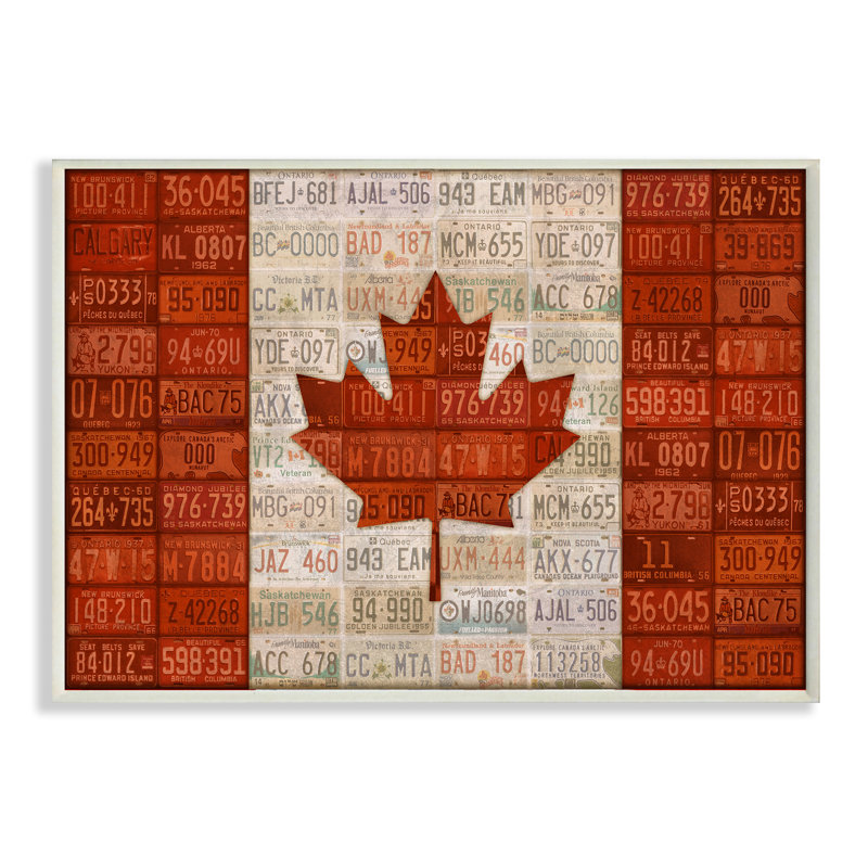 Stupell Industries Canadian Flag With License Plates Stretched Graphic Art On Canvas Wayfair