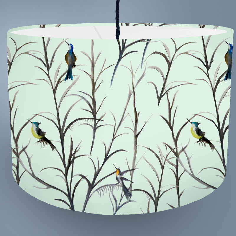 Bay Isle Home Water Colour Bird 30cm Linen Drum Lamp Shade
