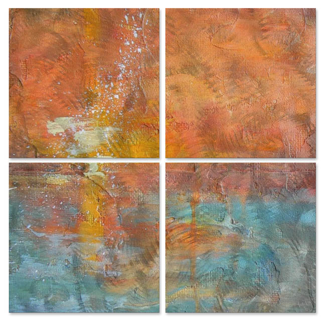 Abstract California Sunset By Carol Schiff 4 Piece Painting Set