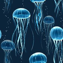 Peel-and-Stick Removable Wallpaper Jellyfish Beach Ocean Sea Aquatic Vintage