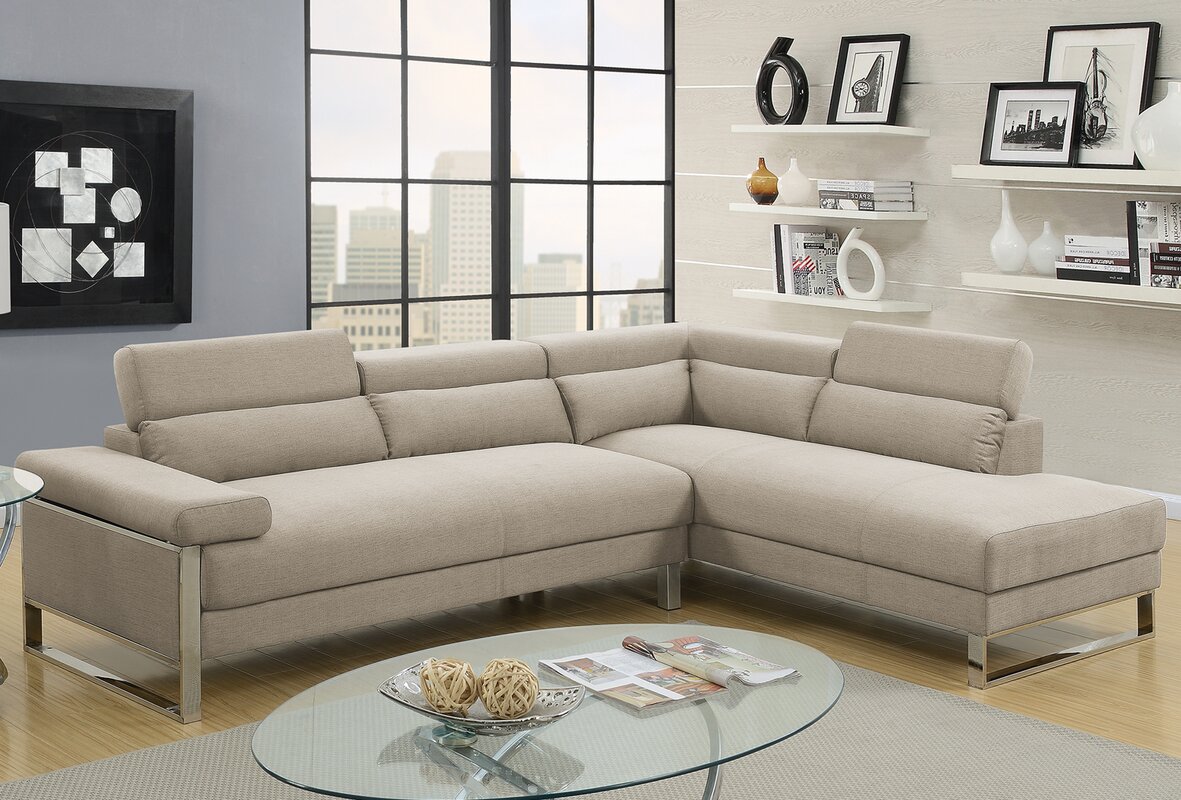 Krahn Glossy Reversible Sectional Sofa