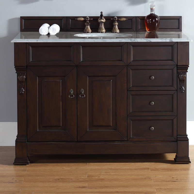 Darby Home Co Bedrock 48 Single Burnished Mahogany Bathroom Vanity Bedrock 48 Single Burnished Mahogany Bathroom Vanity Set With Drawers