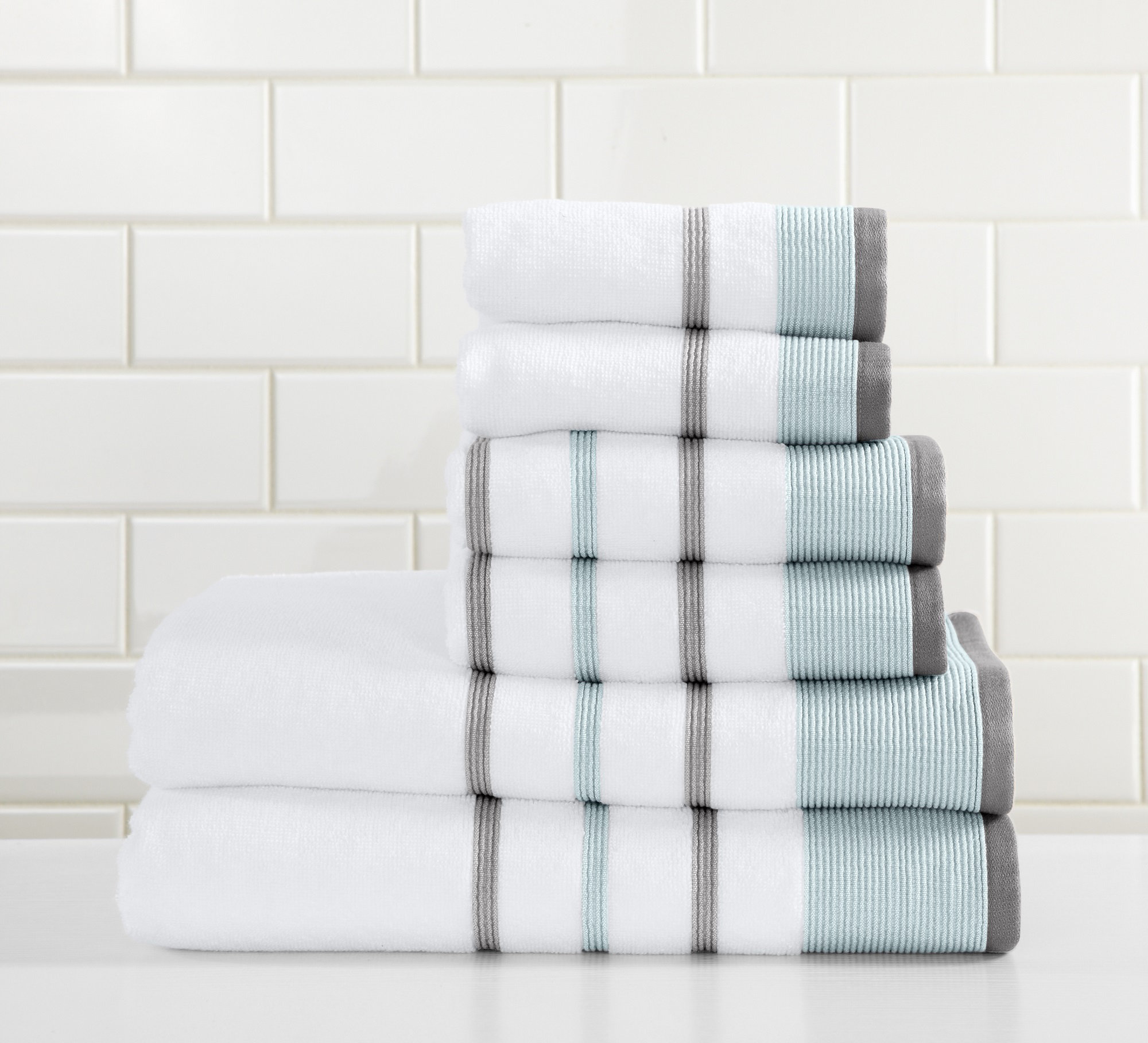 6 Piece 100 Cotton Bath Towel Set Extra Soft Absorbent Towels