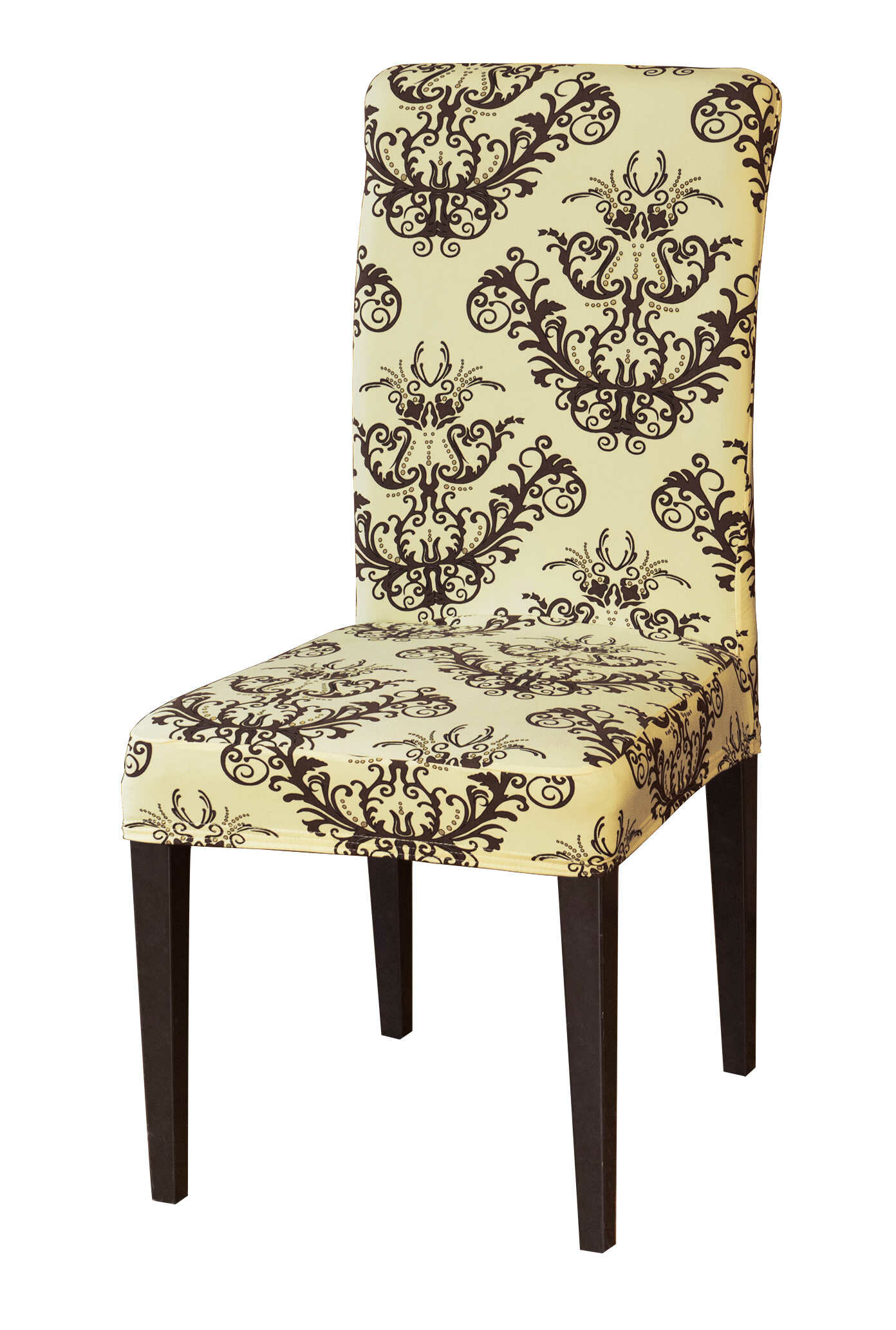 Fleur De Lis Living Flower Print Stretch Box Cushion Dining Chair