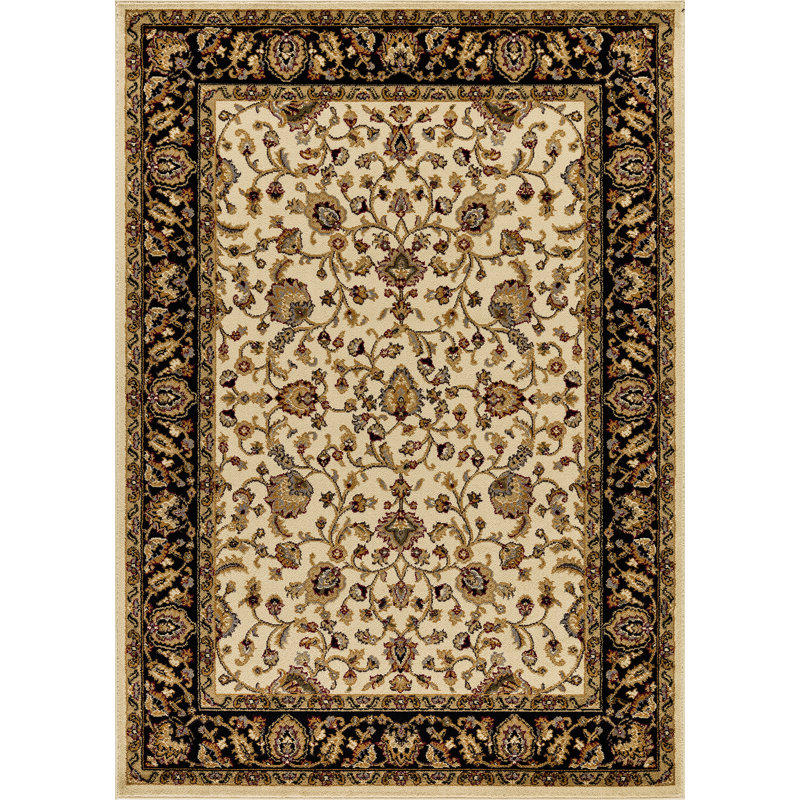 Charlton Home Alondra Floral Ivory Black Area Rug Wayfair Ca