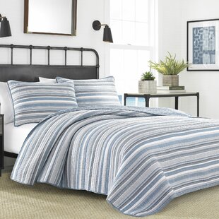 Twin Gray Cream The Industrial Shop Edison Stripe Comforter  & Sham 3pc Set 
