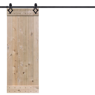 Paneled Wood Unfinished Barn Door Without Installation Hardware