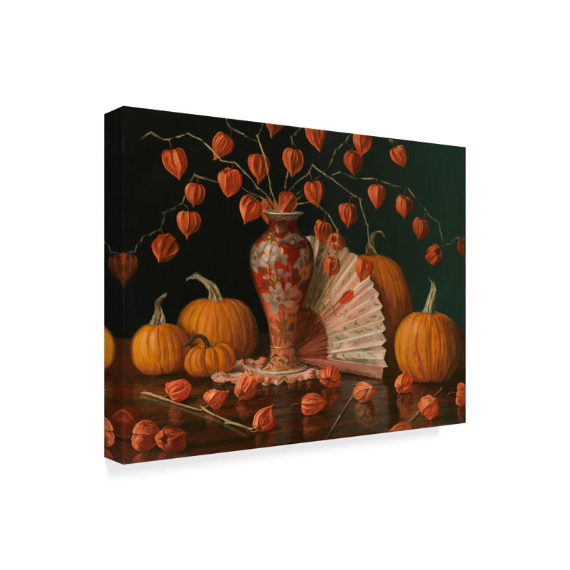 Charlton Home Chinese Lanterns Pumpkin And Fan Acrylic Painting
