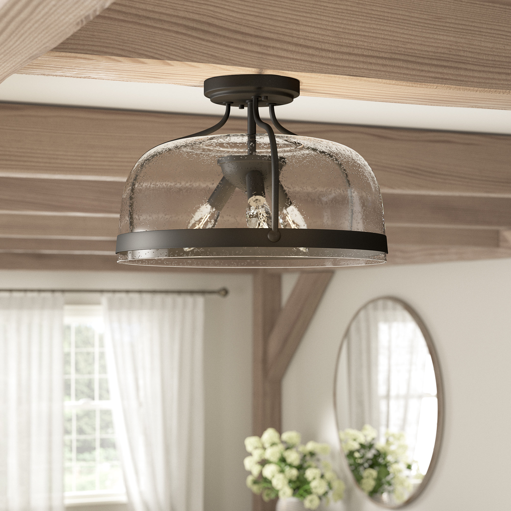 Gracie Oaks Lovelle 3 Light 15 Simple Dome Semi Flush Mount Gracie Oaks Lovelle 3 Light 15