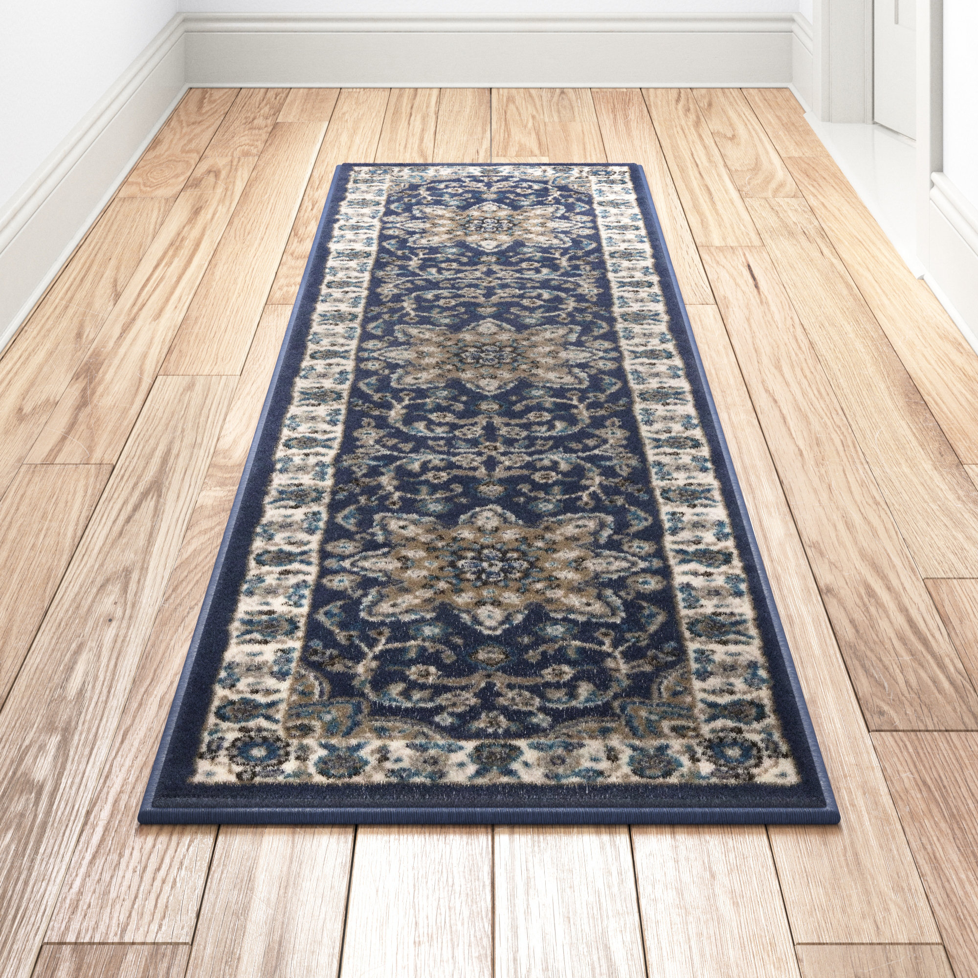 Andover Mills™ Mountview Oriental Area Rug in Navy/Ivory/Beige