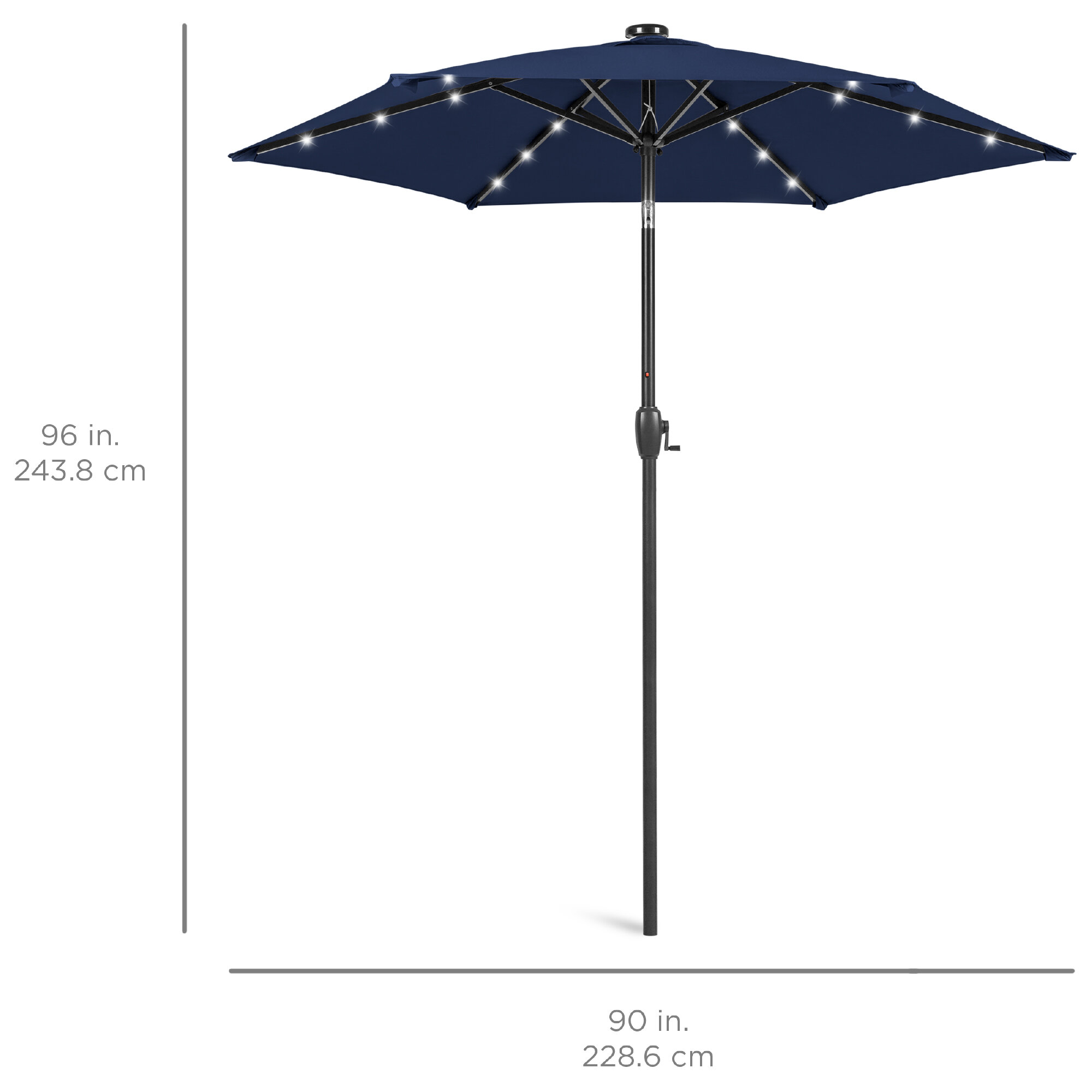 Freeport Park Nicolao 7 5ft Outdoor Solar Patio Umbrella For Deck Pool W Tilt Crank Led Lights Reviews Wayfair