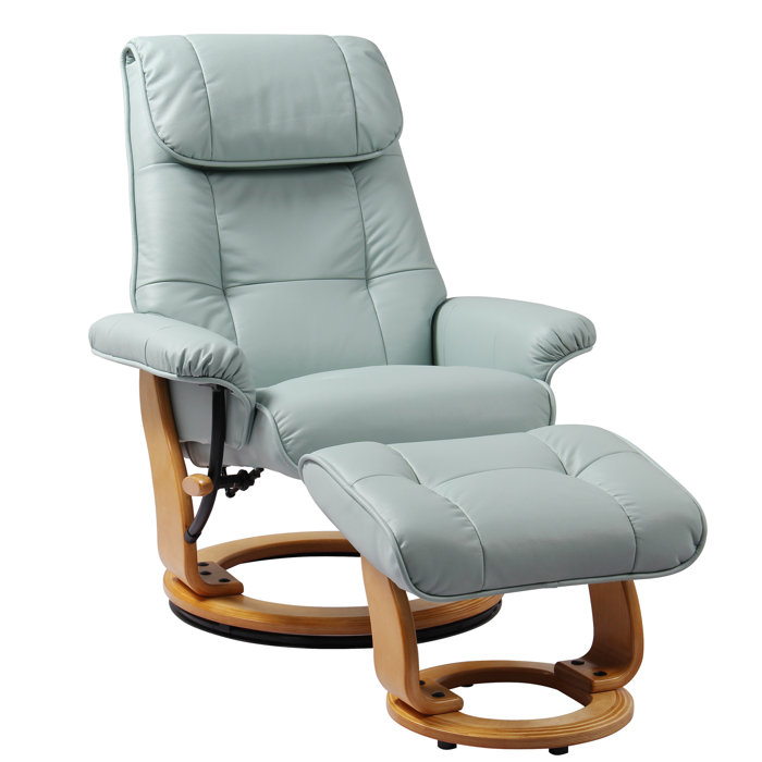 Latitude Run Beaucet Leather Manual Swivel Recliner With Ottoman