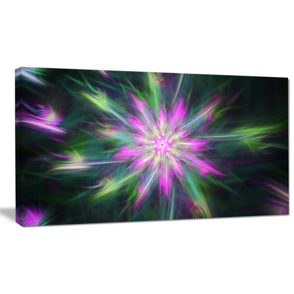 Designart Green Fractal Shining Bright Star Graphic Art On Wrapped Canvas Wayfair