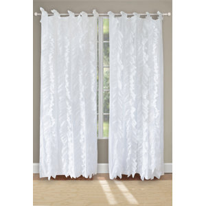 Waterfall Solid Sheer Tab Top Curtain Panels (Set of 2)