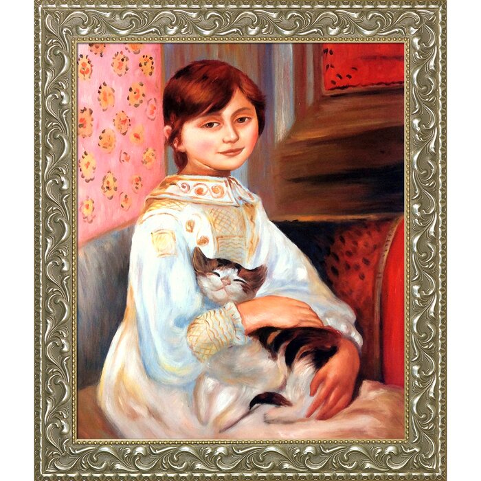 Julie Manet With Cat 1887 By Pierre Auguste Renoir Framed Painting Print - 