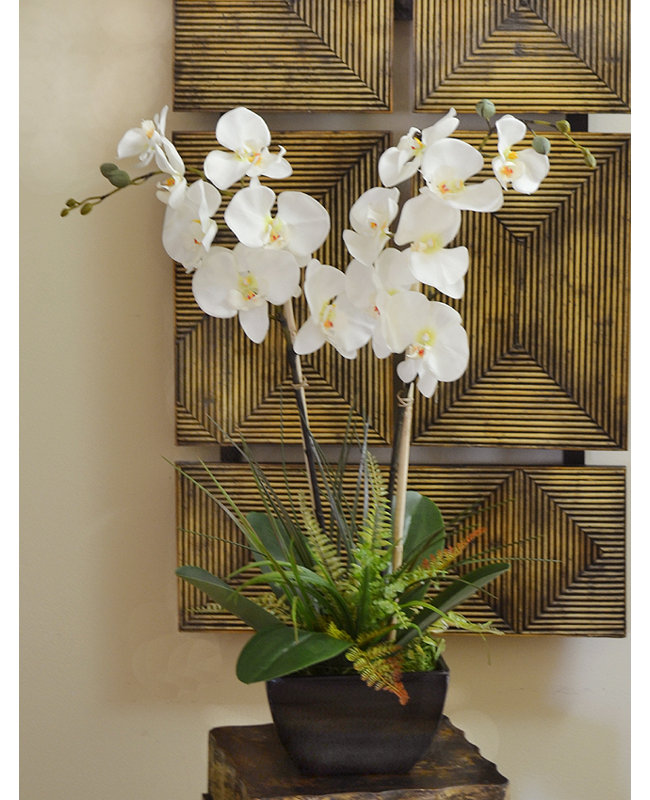 Orren Ellis Fern And Foliage Orchid Floral Arrangement In Vase Reviews Wayfair