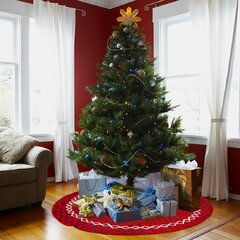 WEKNOWU 48 inch Luxury Plush Christmas Tree Skirt Mat White for Xmas Party Holiday Decoration 