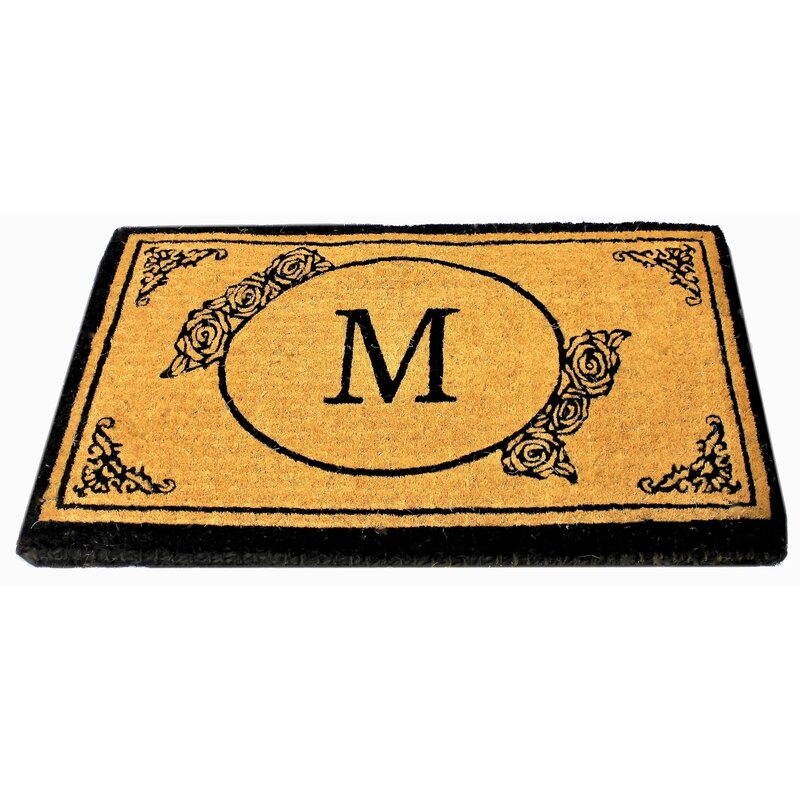 Charlton Home Lakemoor Welcome Coco Coir Monogram Letter A Outdoor