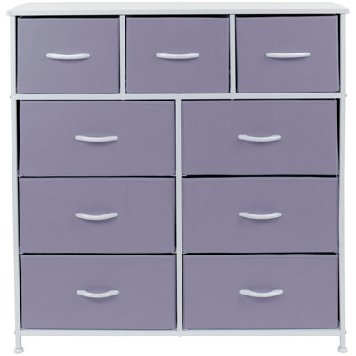 9 Drawers Chest Dresser - Teal Rebrilliant Color: Purple/White