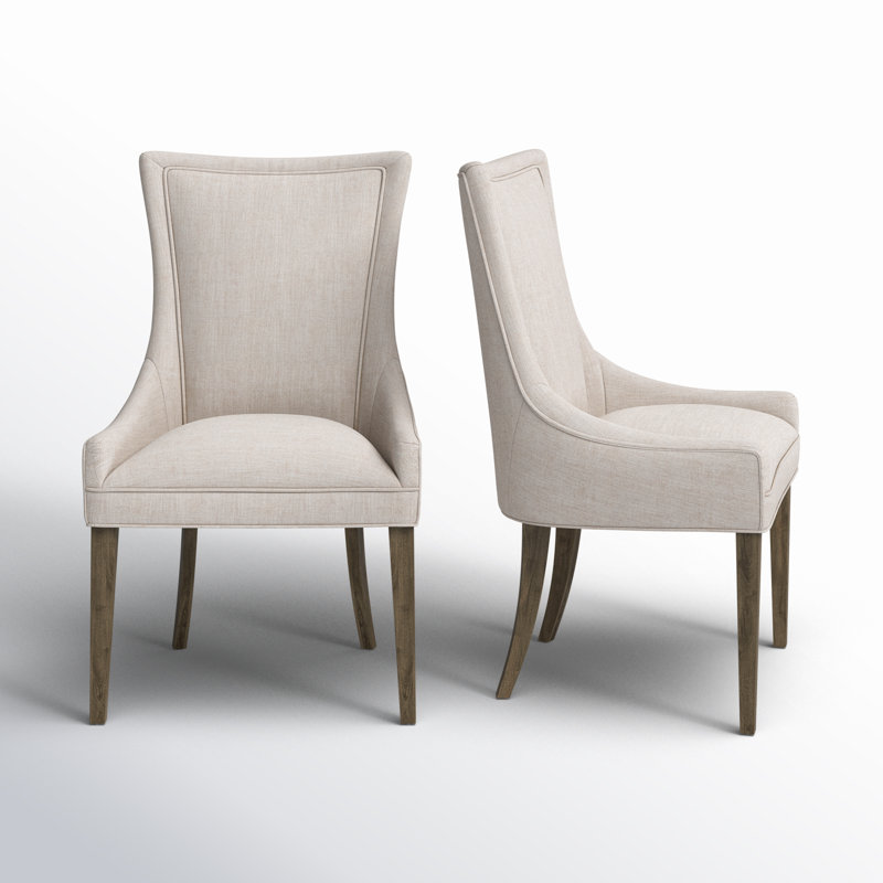 Ultra Velvet Upholstered Dining Chairs with High-Back Design and Solid Wood Legs Upholstery Color: Cream