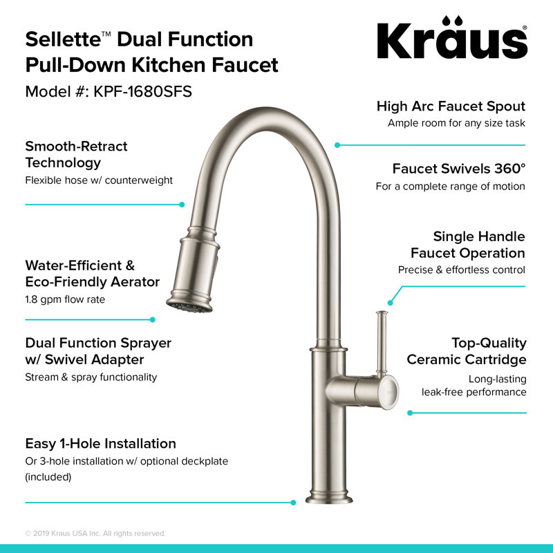 Kpf 1680sfs Orb Kraus Sellette Pull Down Single Handle Kitchen