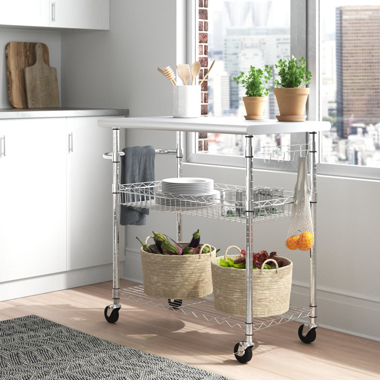The Twillery Co Miriam Stainless Steel Kitchen Cart Reviews Wayfair