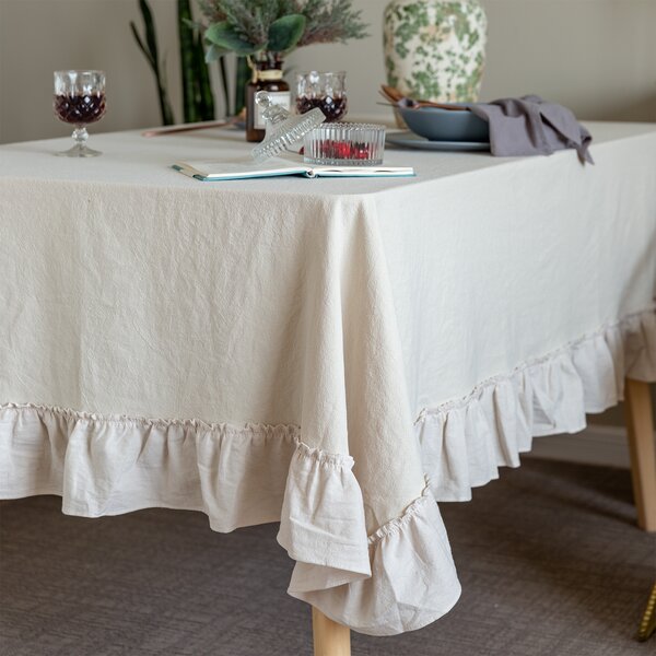 Tina Vintage Floral Cotton Linen Rectangular Table Cover Dining Tablecloth Blue 52x70