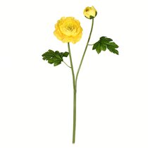 Realistic Artificial Wild Flowers Bunch of Faux Silk Yellow Renoncule Flowers