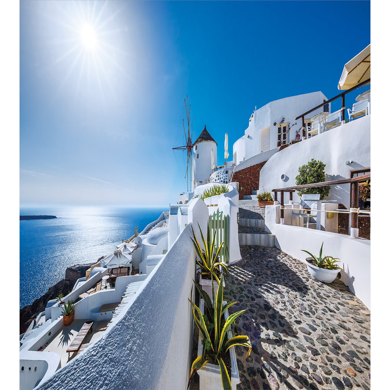 ambesonne summer ancient oia village in santorini island greece with aegean sea scenery duvet cover set wayfair summer ancient oia village in santorini island greece with aegean sea scenery duvet cover set